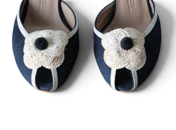 Chanel Canvas Peep-Toe Heels