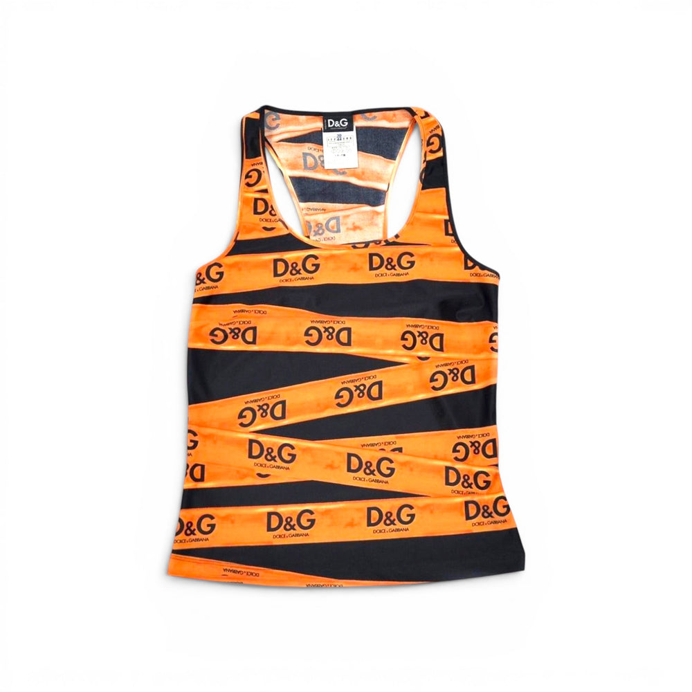 Dolce & Gabbana Orange Ribbon Logo Racerback Tank