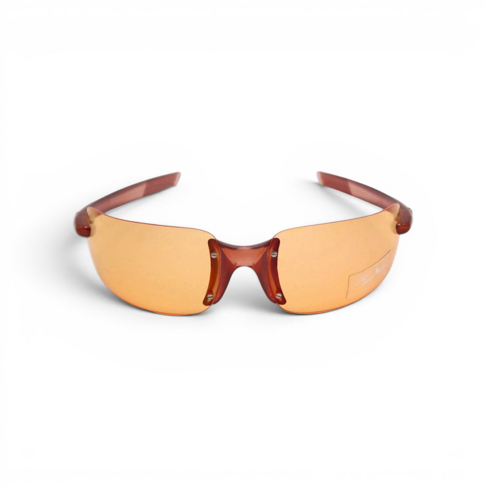 Thierry Mugler 2000s Transparent Metallic Orange Sunglasses