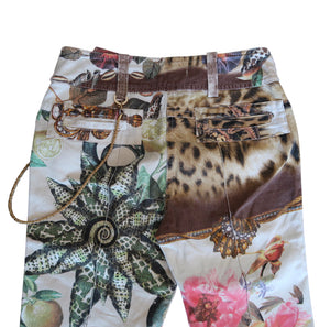 Roberto Cavalli White Printed Capris