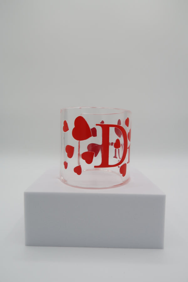 Christian Dior Red  Heart Lucite Resin Cuff Bracelet