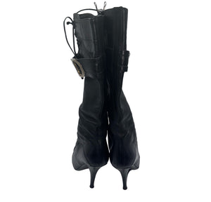 Christian Dior Black Lace Up Boots