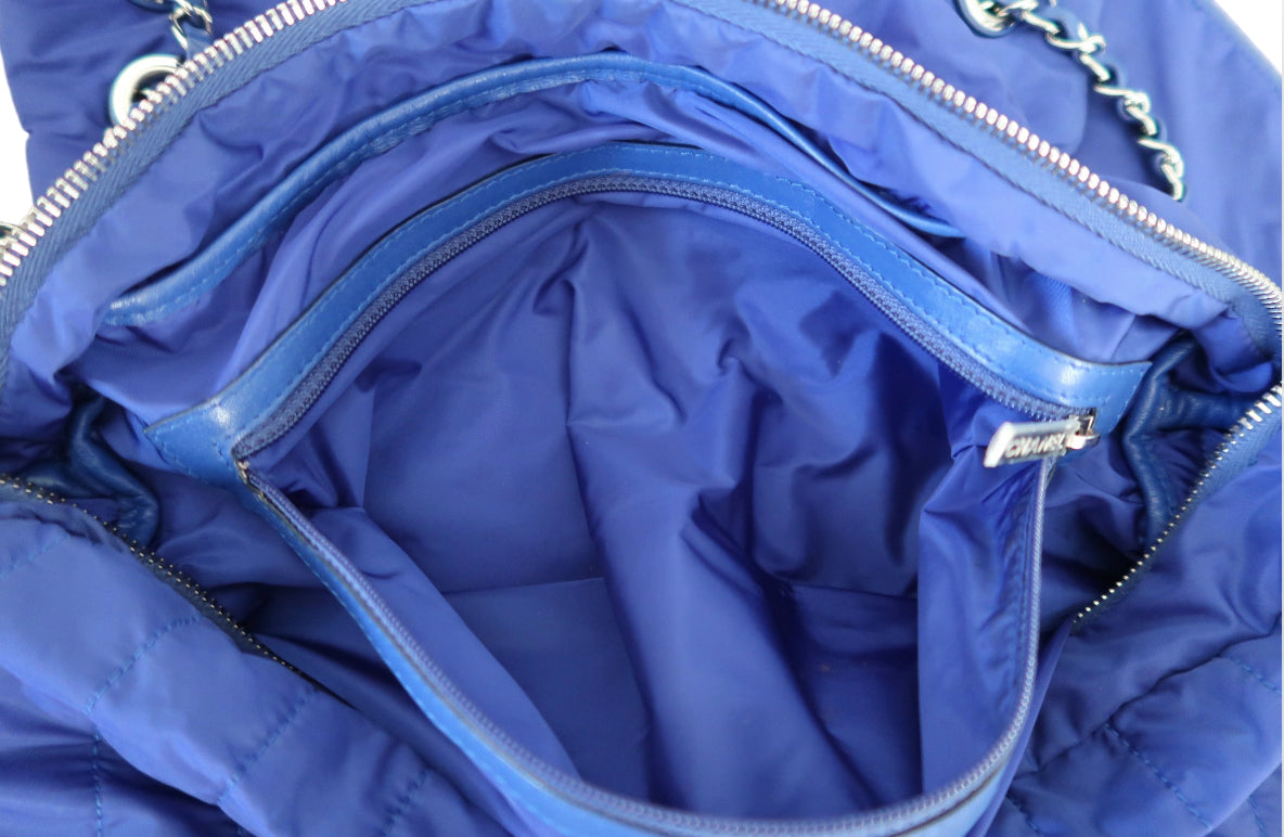 Chanel Cobalt Blue Nylon Vertical Quilted Jumbo Flap Purse – AJW