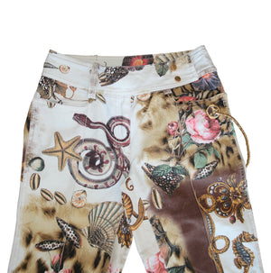 Roberto Cavalli White Printed Capris
