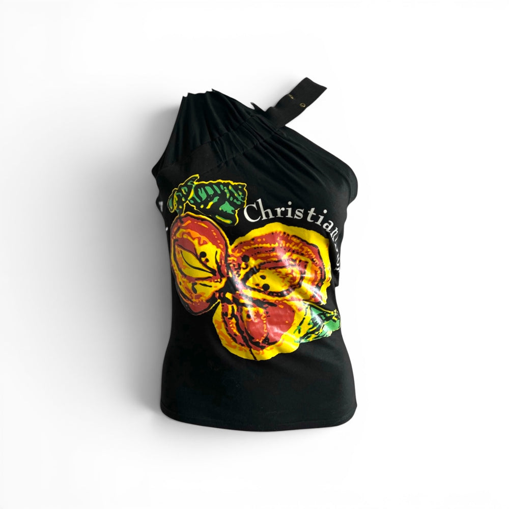 Christian Dior 2002 One Shoulder Black Blouse