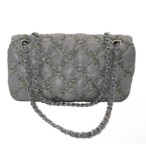 Chanel Grey Classic Nylon Quilted Medium Flap