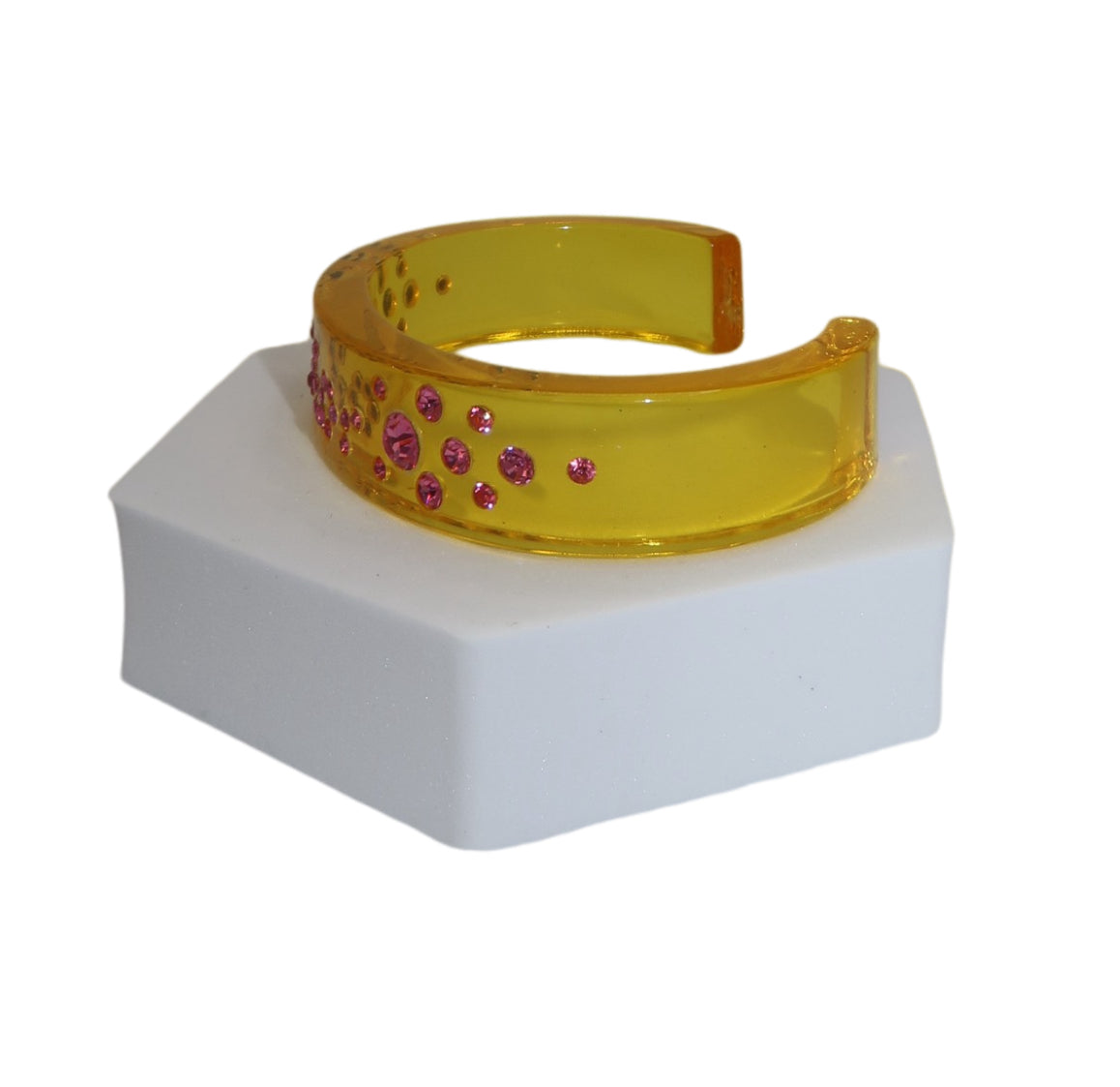 Christian Dior Lucite Yellow and Pink Resin Cuff Bracelet