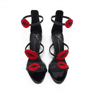 Giuseppe Zanotti Crystal Lips Leather Stiletto Heels