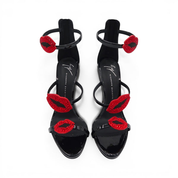 Giuseppe Zanotti Crystal Lips Leather Stiletto Heels