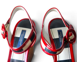 Dolce & Gabbana Blue Striped Wedges