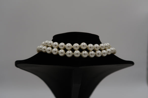 Vivienne Westwood Silver Tone Graziella  Two Row Pearl  Orb Choker Necklace