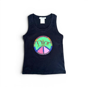 Christian Dior by John Galliano Peace Rhinestone Tank Top