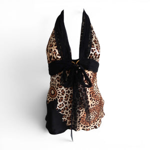 Roberto Cavalli Leopard Print Halter Blouse