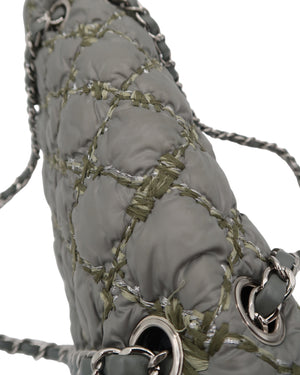 Chanel Grey Classic Nylon Quilted Medium Flap