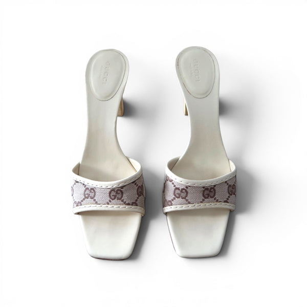 Gucci Vintage Monogram Canvas Mules