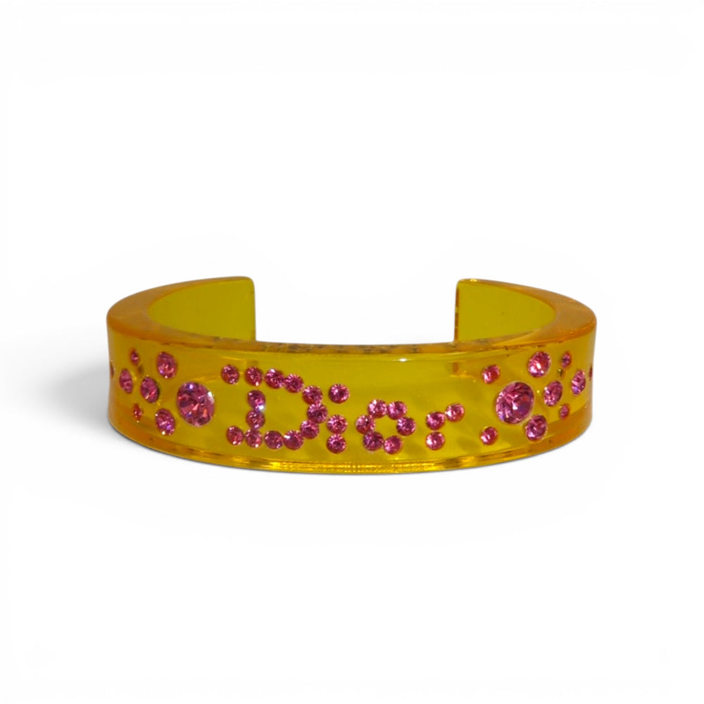 Christian Dior Lucite Yellow and Pink Resin Cuff Bracelet