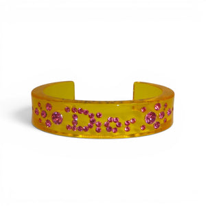 Christian Dior Lucite Yellow and Pink Resin Cuff Bracelet