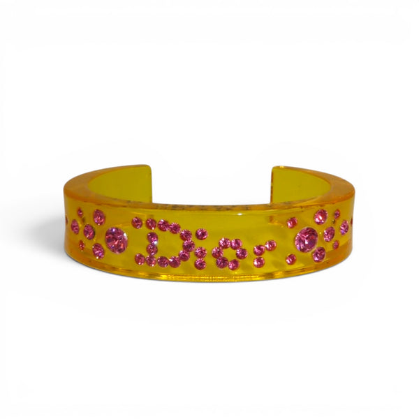 Christian Dior Lucite Yellow and Pink Resin Cuff Bracelet