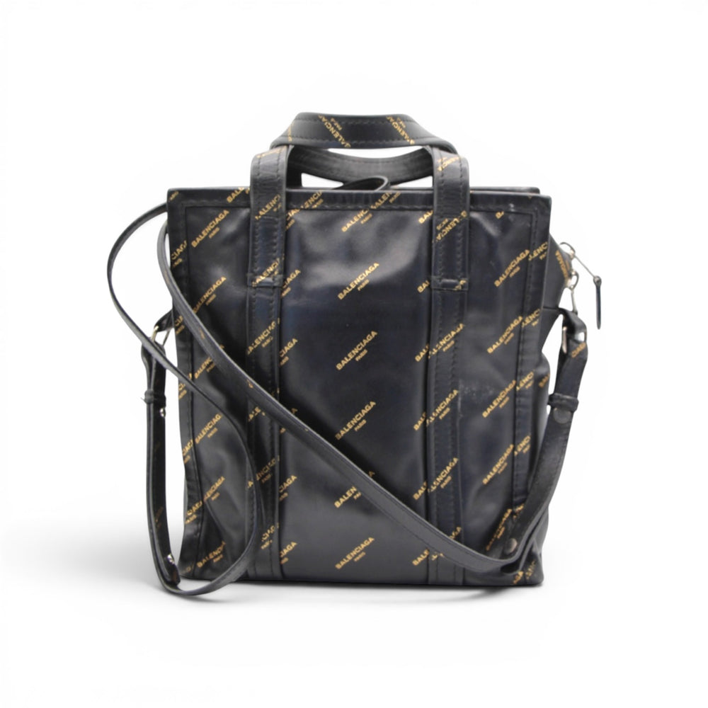 Balenciaga Allover Logo Bazar Shopper Tote Bag