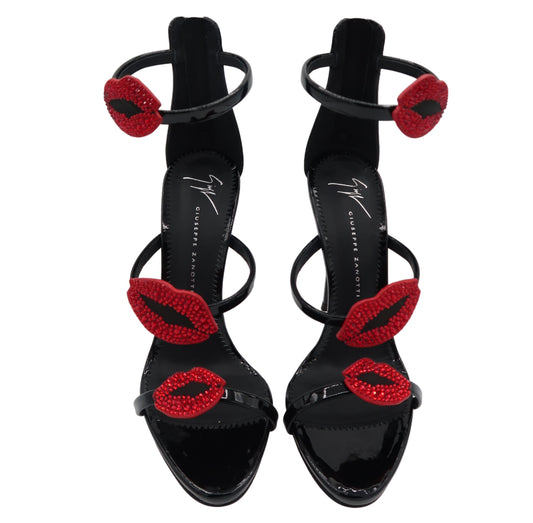 Giuseppe Zanotti Crystal Lips Leather Stiletto Heels