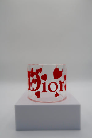 Christian Dior Red  Heart Lucite Resin Cuff Bracelet