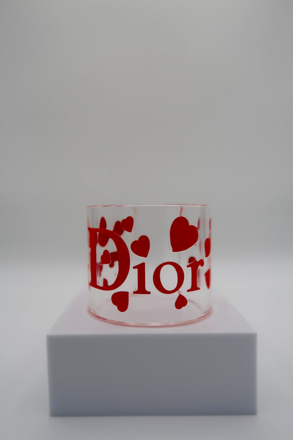 Christian Dior Red  Heart Lucite Resin Cuff Bracelet