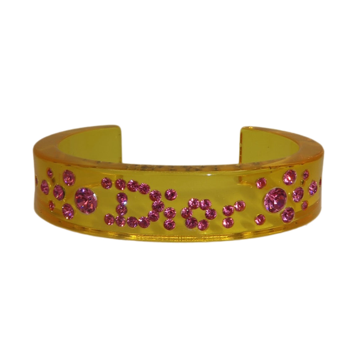 Christian Dior Lucite Yellow and Pink Resin Cuff Bracelet