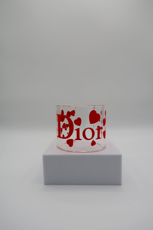 Christian Dior Red  Heart Lucite Resin Cuff Bracelet