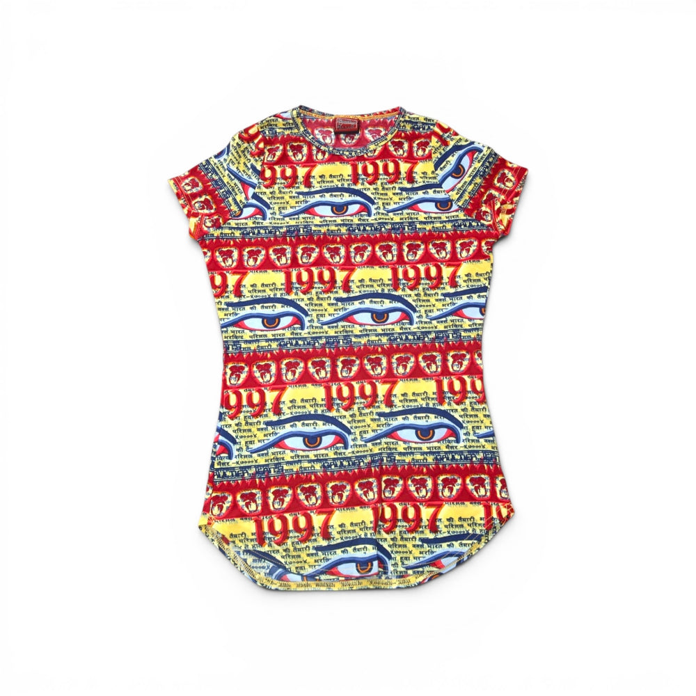 Jean Paul Gaultier Tibetan 1997 Buddha Eyes Egypt Tattoo Optical Blouse
