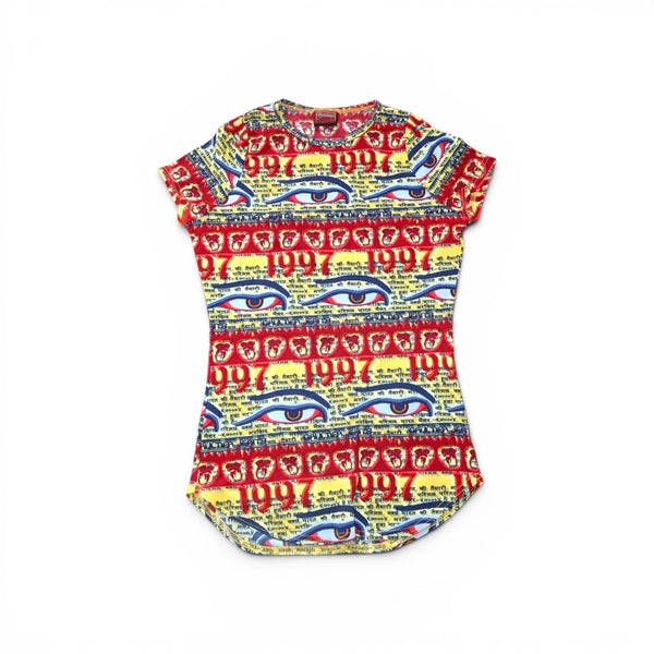 Jean Paul Gaultier Tibetan 1997 Buddha Eyes Egypt Tattoo Optical Blouse