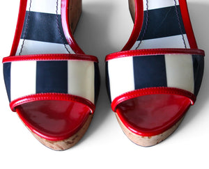 Dolce & Gabbana Blue Striped Wedges