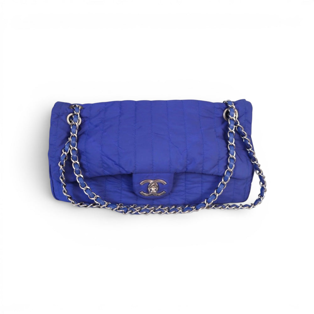 Chanel Cobalt Blue Nylon Jumbo Flap Purse