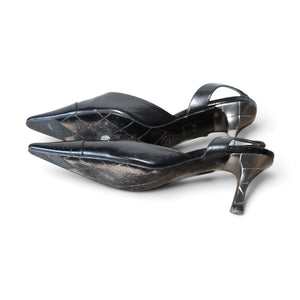 Chanel Black Leather Slingback Heels