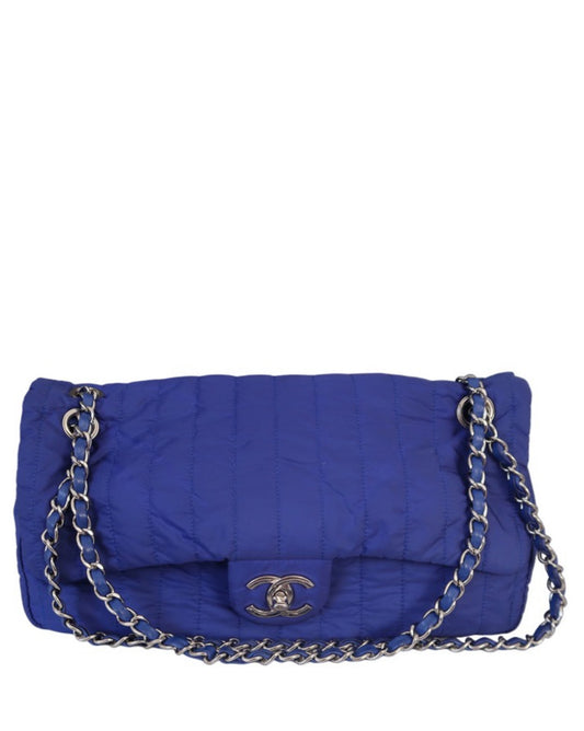 Chanel Cobalt Blue Nylon Jumbo Flap Purse