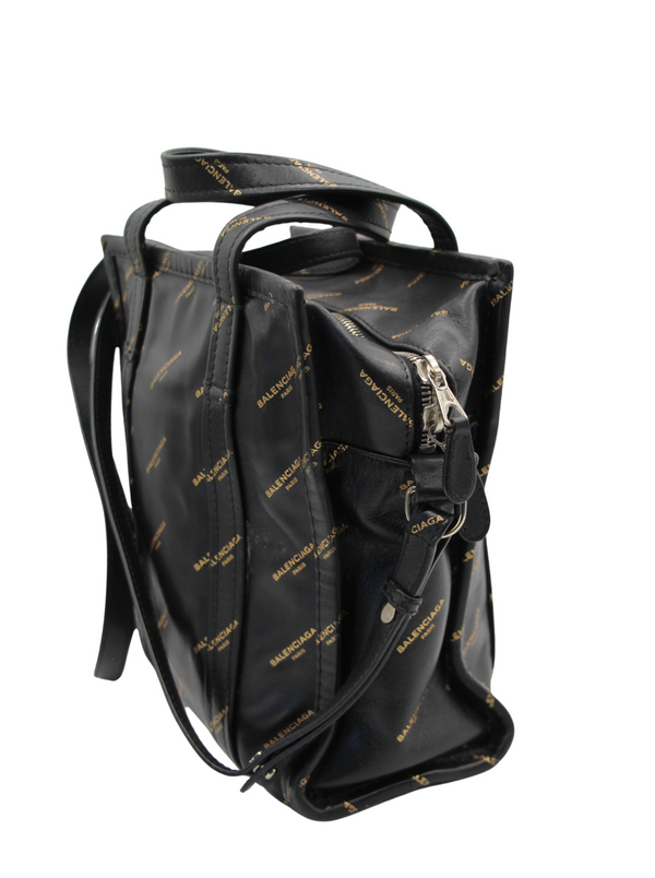 Balenciaga Allover Logo Bazar Shopper Tote Bag