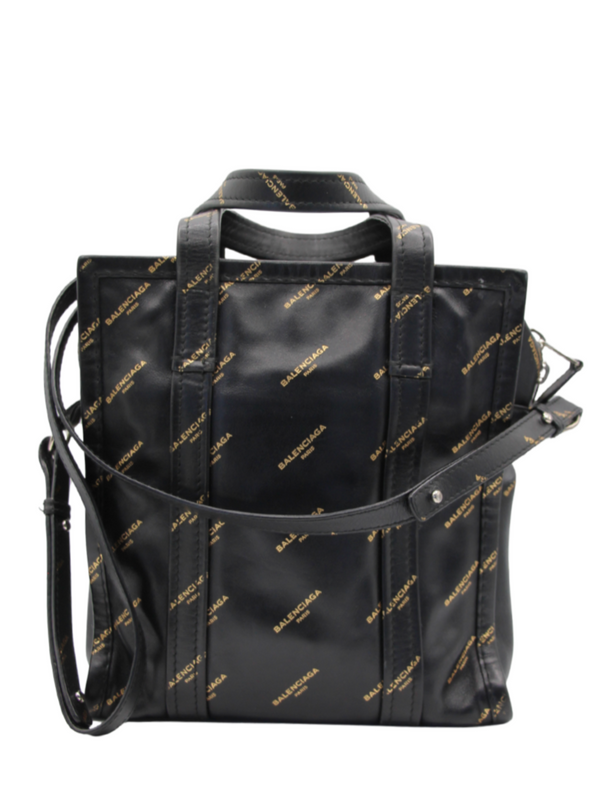 Balenciaga Allover Logo Bazar Shopper Tote Bag