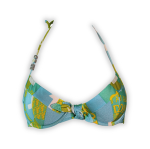 Christian Dior Spring 2005 Blue and Green Patchwork Bikini Set