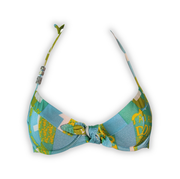 Christian Dior Spring 2005 Blue and Green Patchwork Bikini Set