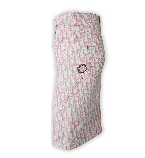 Christian Dior by John Galliano Pink Trotter Monogram Skirt