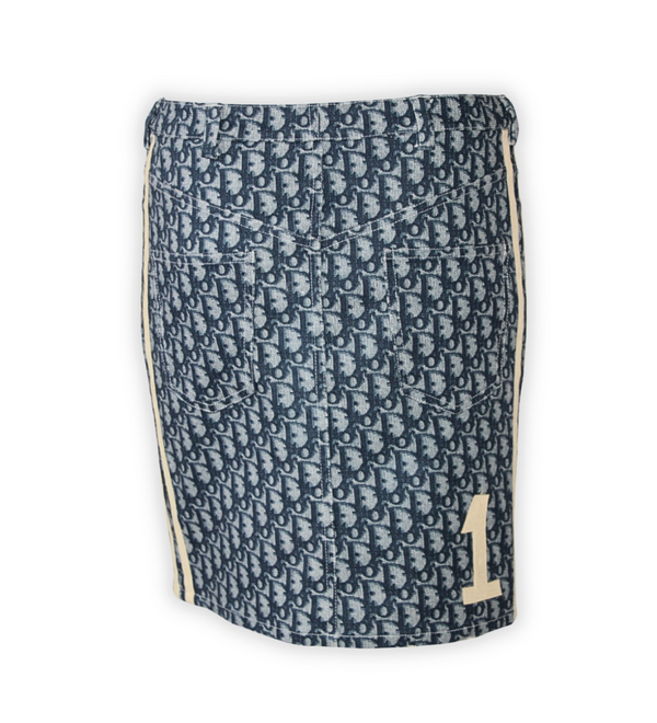 Christian Dior by John Galliano Blue Trotter Monogram Skirt