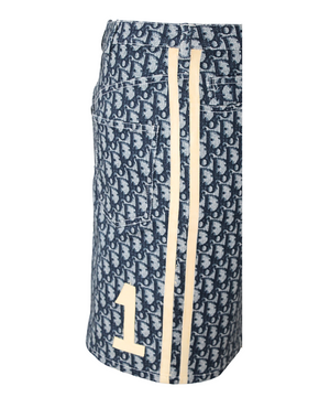 Christian Dior by John Galliano Blue Trotter Monogram Skirt