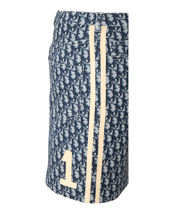 Christian Dior by John Galliano Blue Trotter Monogram Skirt