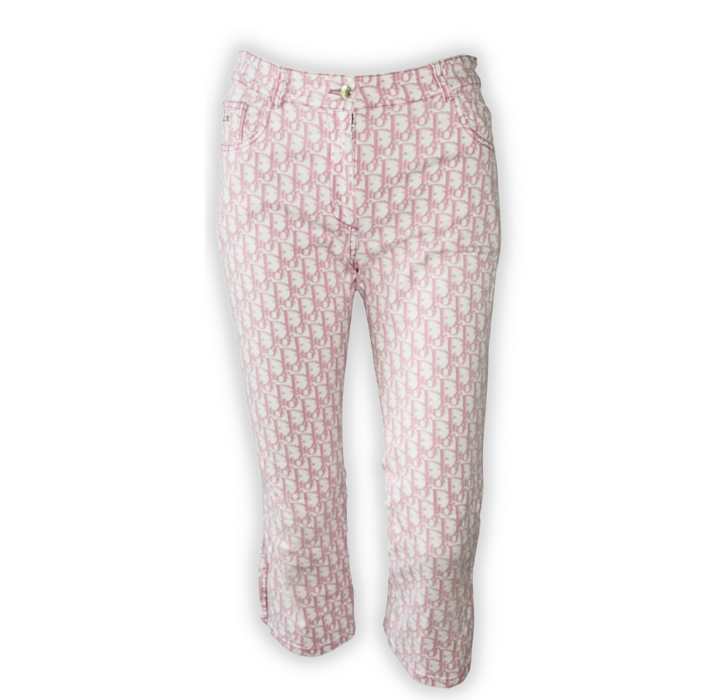 Christian Dior by John Galliano Pink Trotter Monogram Capri Pants