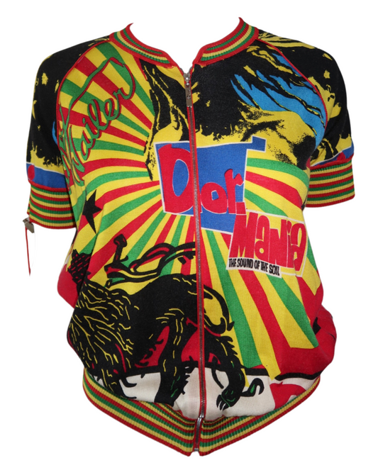 Christian Dior By John Galliano Spring 2004 Rasta Mania Knit Zip Top