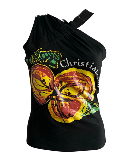 Christian Dior 2002 One Shoulder Black Blouse