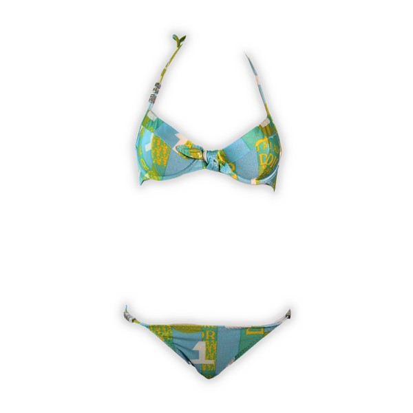 Christian Dior Spring 2005 Blue and Green Patchwork Bikini Set