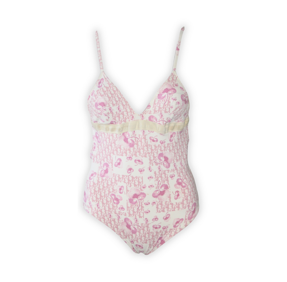 Christian Dior by John Galliano Pink Trotter Monogram One piece Swimsuit