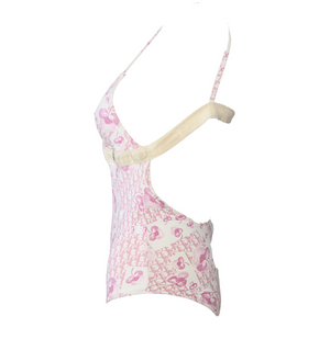 Christian Dior by John Galliano Pink Trotter Monogram One piece Swimsuit