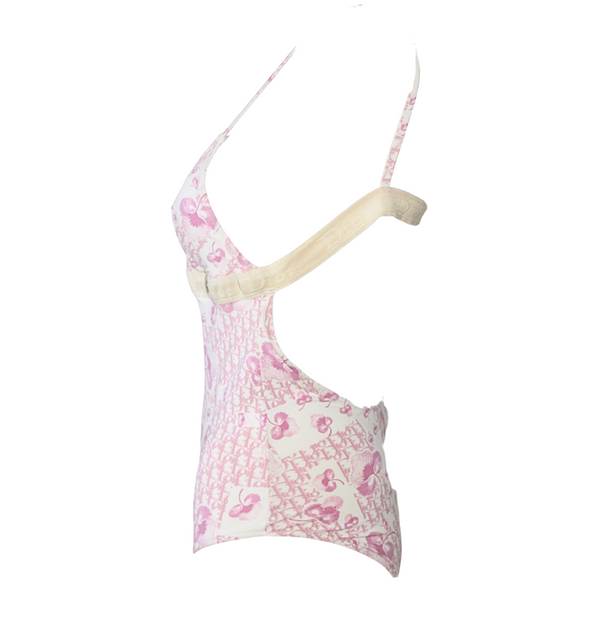 Christian Dior by John Galliano Pink Trotter Monogram One piece Swimsuit
