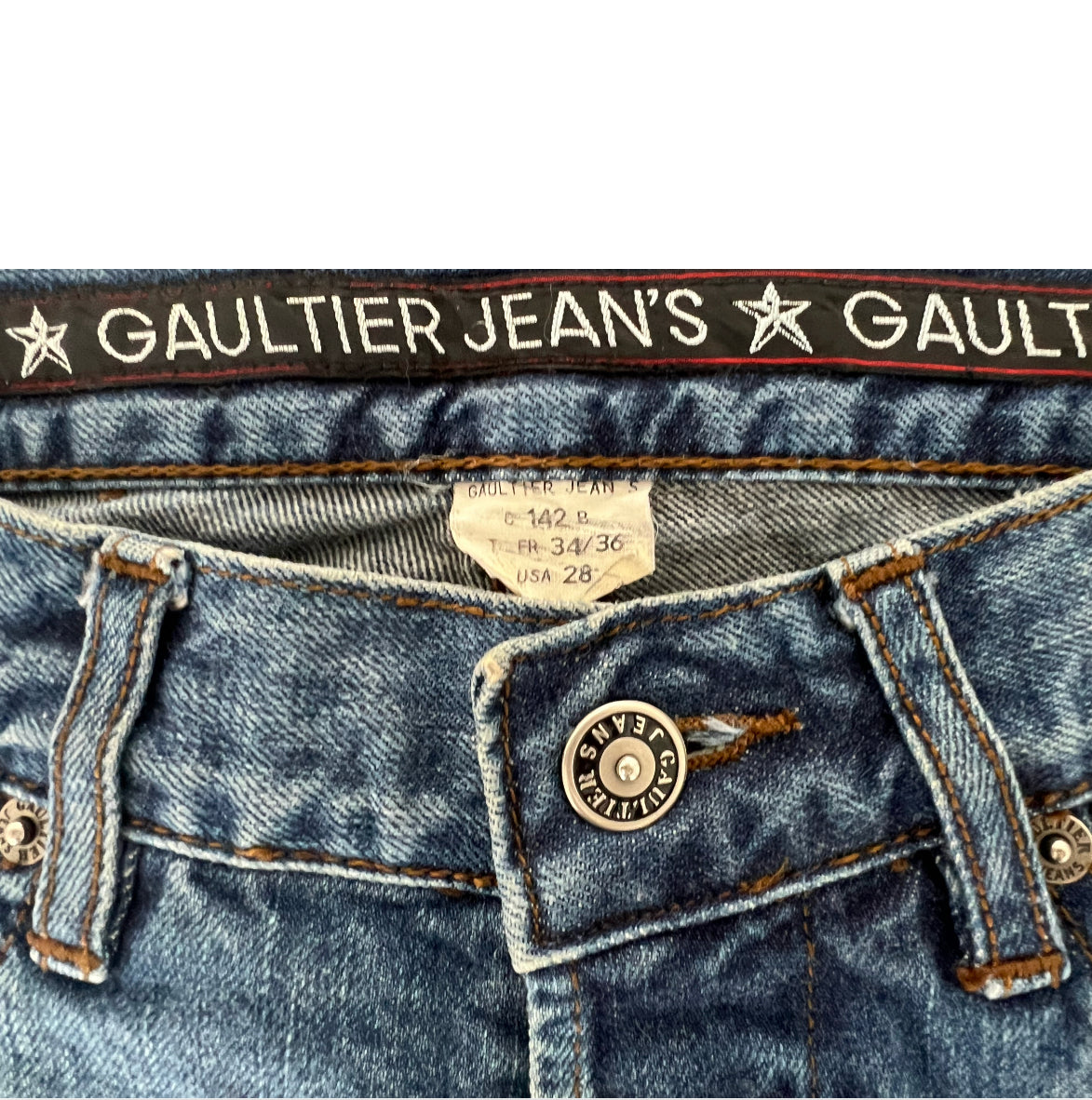 Jean Paul Gaultier Denim Below Knee A-Line Skirt